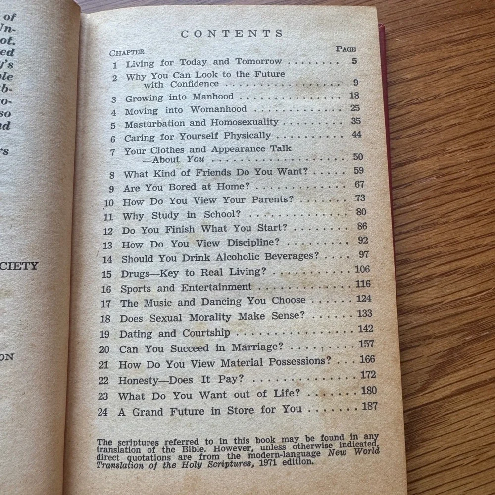 Your Youth Getting the Best Out of It 1976 Watchtower Bible Tract Society Book